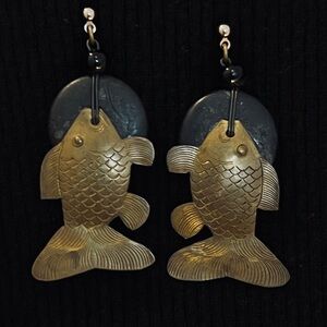 80s Brass Fish-Shaped Earrings